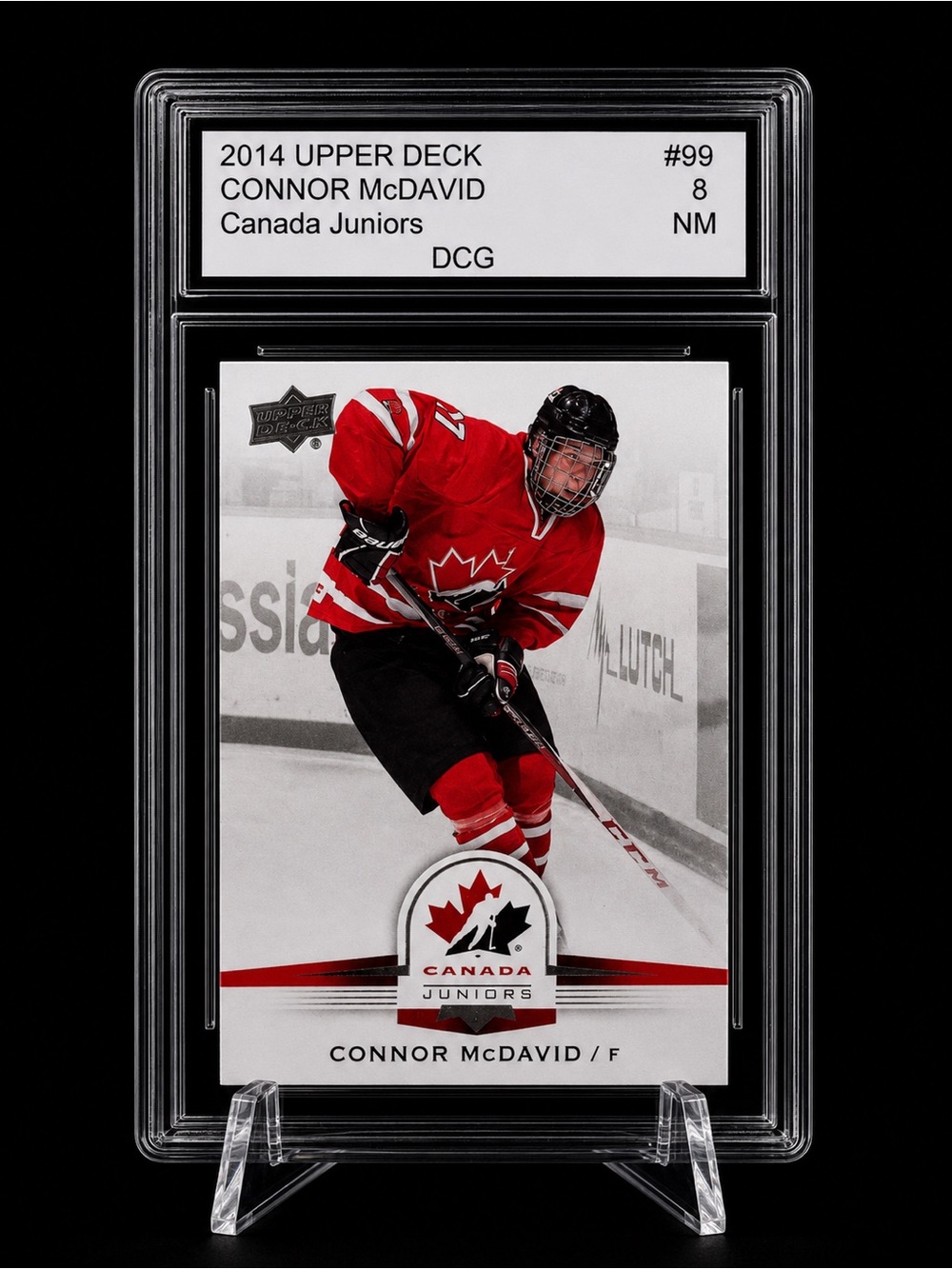 2014 Upper Deck Connor McDavid Canada Juniors Trading Card - Rookie card-Red